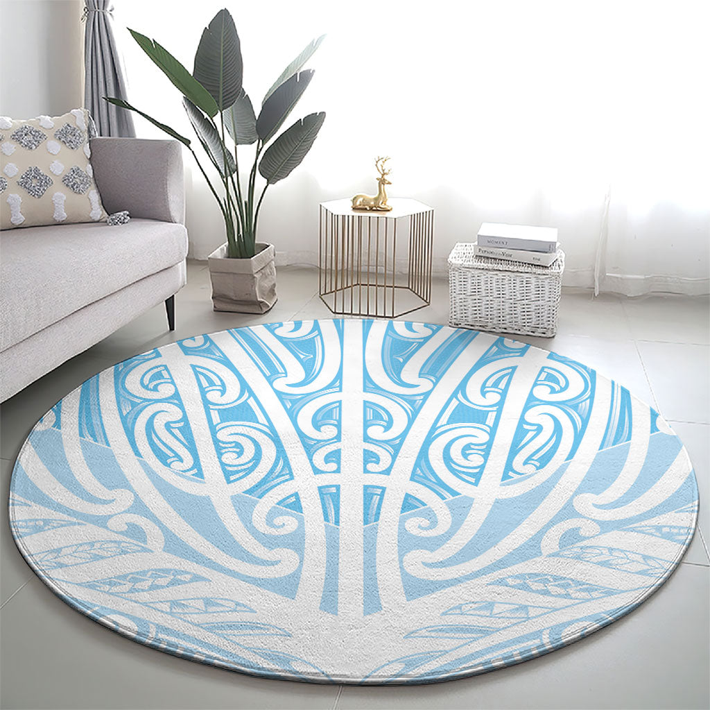 Blue New Zealand Puhoro Maori Tattoo Round Carpet