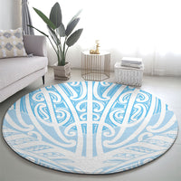 Blue New Zealand Puhoro Maori Tattoo Round Carpet