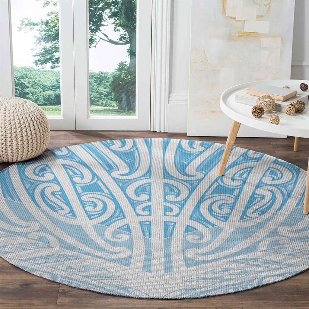 Blue New Zealand Puhoro Maori Tattoo Round Carpet