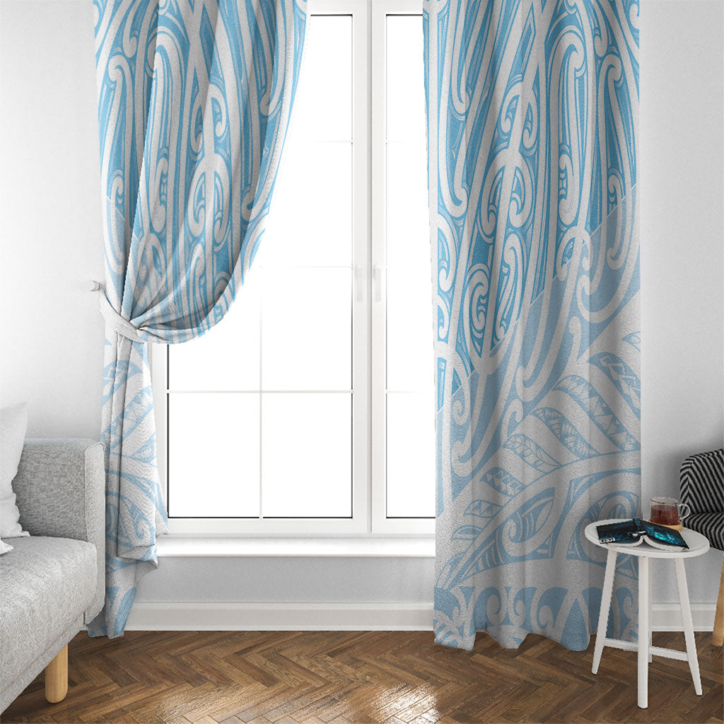 Blue New Zealand Puhoro Maori Tattoo Window Curtain