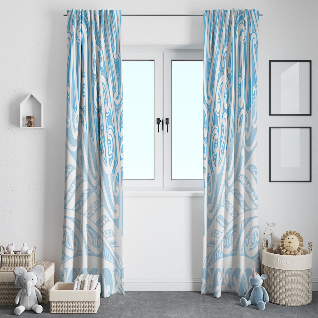 Blue New Zealand Puhoro Maori Tattoo Window Curtain