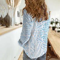 Blue New Zealand Puhoro Maori Tattoo Women Casual Shirt