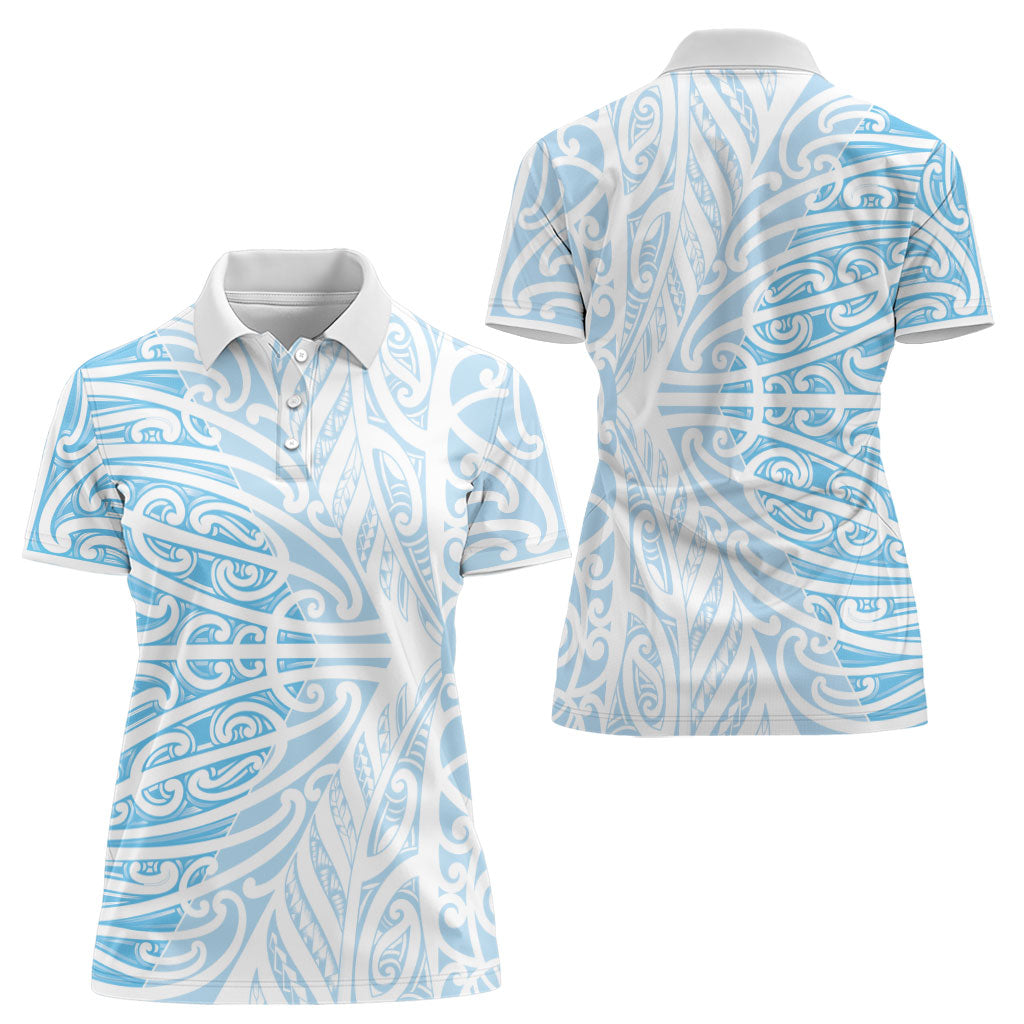 Blue New Zealand Puhoro Maori Tattoo Women Polo Shirt