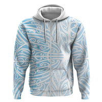 Blue New Zealand Puhoro Maori Tattoo Zip Hoodie