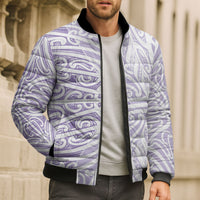 Purple New Zealand Puhoro Maori Tattoo Bomber Puffer Jacket
