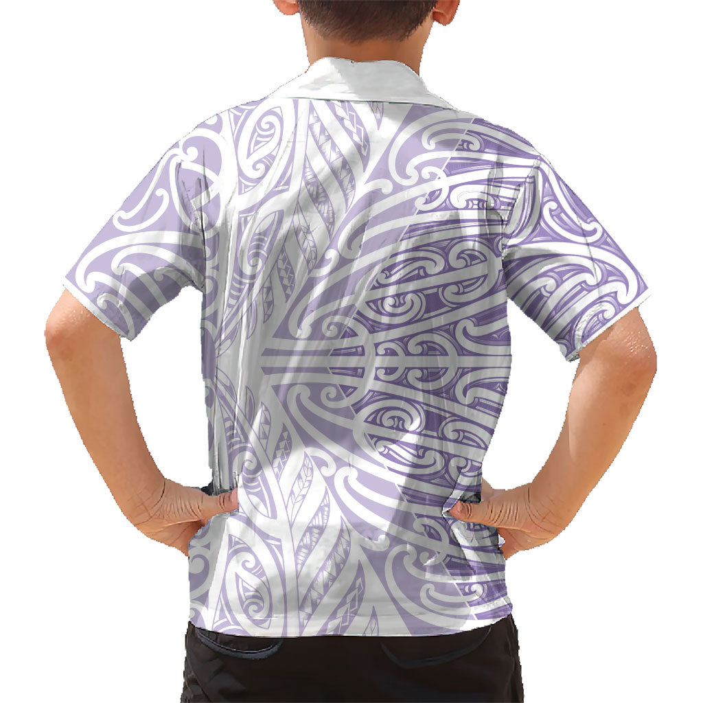 Purple New Zealand Puhoro Maori Tattoo Family Matching Long Sleeve Bodycon Dress and Hawaiian Shirt