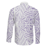 Purple New Zealand Puhoro Maori Tattoo Family Matching Off The Shoulder Long Sleeve Dress and Hawaiian Shirt
