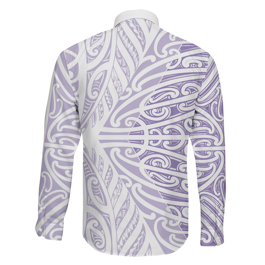 Purple New Zealand Puhoro Maori Tattoo Family Matching Off Shoulder Maxi Dress and Hawaiian Shirt