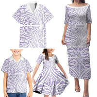 Purple New Zealand Puhoro Maori Tattoo Family Matching Puletasi and Hawaiian Shirt