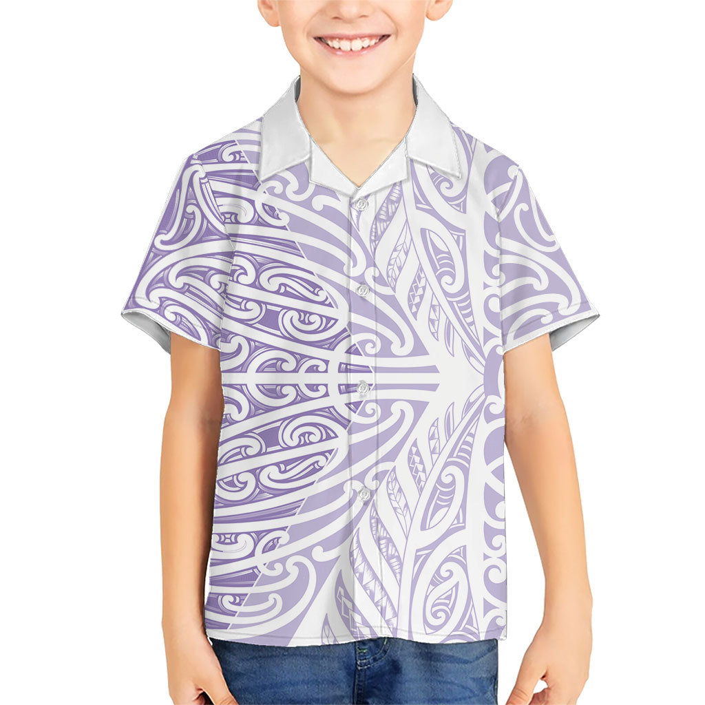 Purple New Zealand Puhoro Maori Tattoo Family Matching Puletasi and Hawaiian Shirt