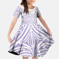 Purple New Zealand Puhoro Maori Tattoo Family Matching Summer Maxi Dress and Hawaiian Shirt