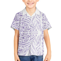 Purple New Zealand Puhoro Maori Tattoo Family Matching Summer Maxi Dress and Hawaiian Shirt