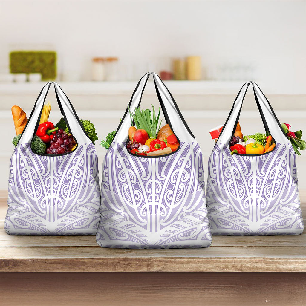 Purple New Zealand Puhoro Maori Tattoo Grocery Bag