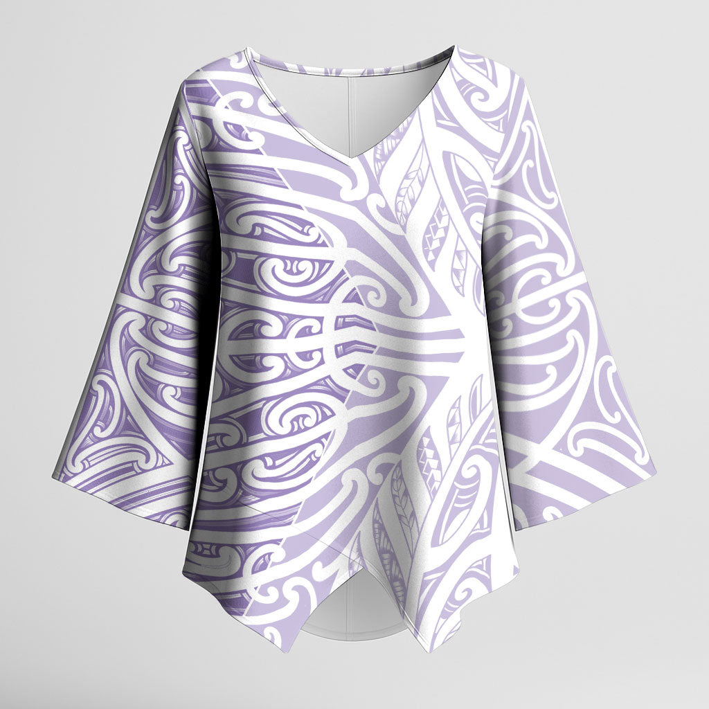 Purple New Zealand Puhoro Maori Tattoo Kimono Sleeve Blouse