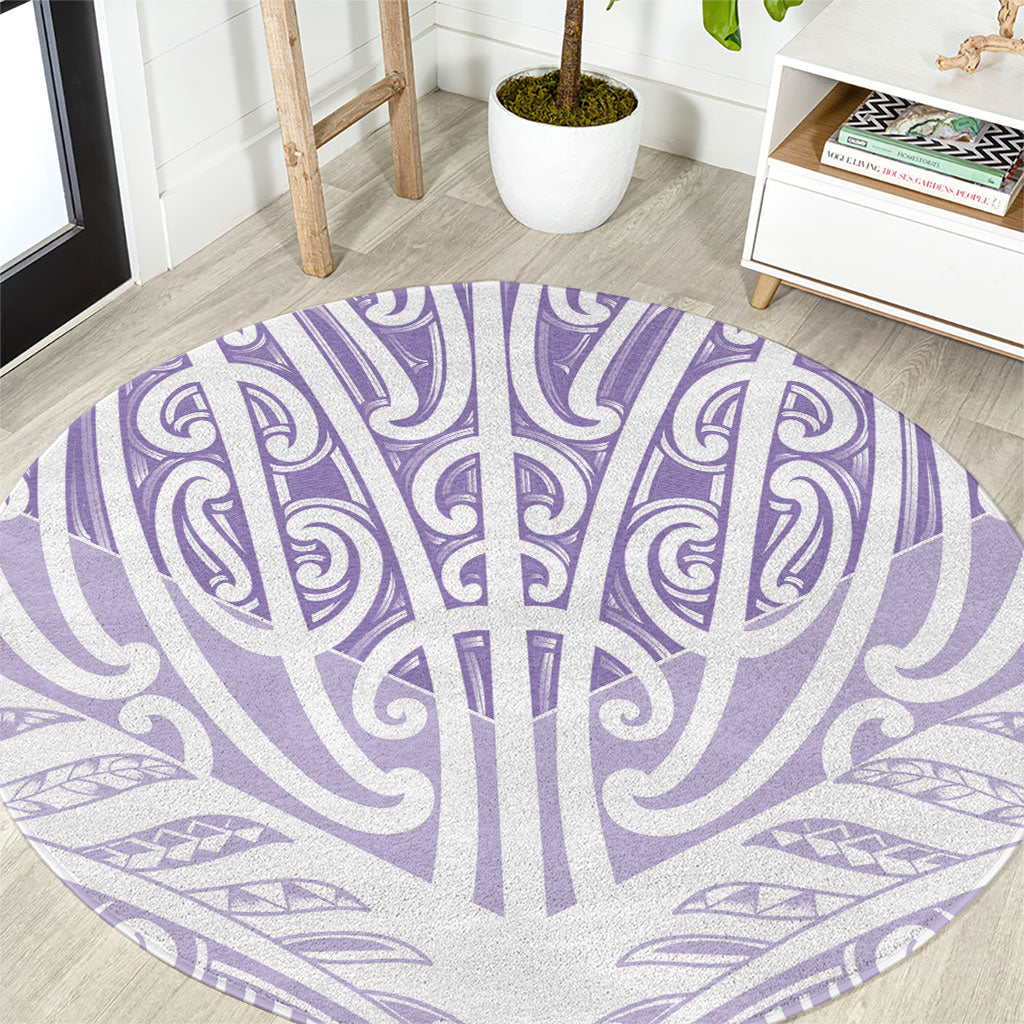 Purple New Zealand Puhoro Maori Tattoo Round Carpet LT14 Purple - Polynesian Pride