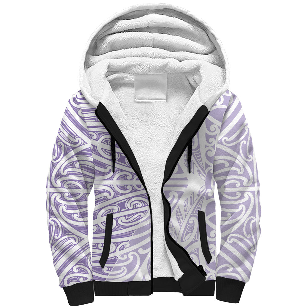 Purple New Zealand Puhoro Maori Tattoo Sherpa Hoodie