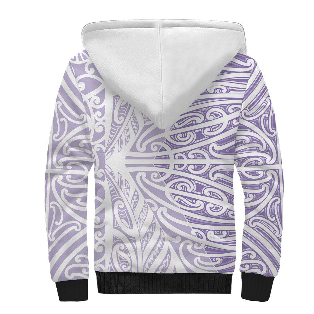 Purple New Zealand Puhoro Maori Tattoo Sherpa Hoodie