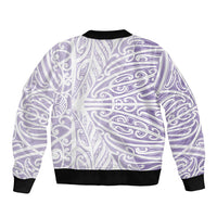 Purple New Zealand Puhoro Maori Tattoo Sleeve Zip Bomber Jacket