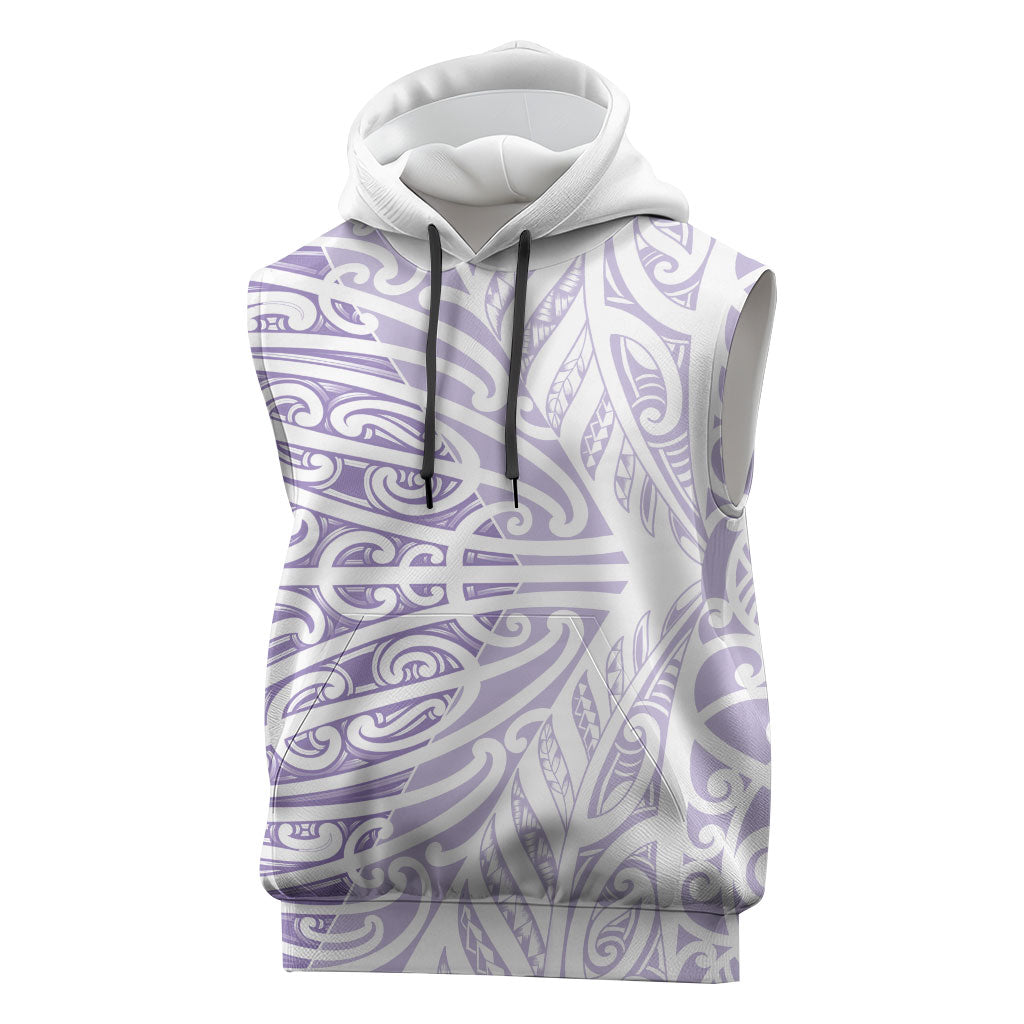 Purple New Zealand Puhoro Maori Tattoo Sleeveless Hoodie