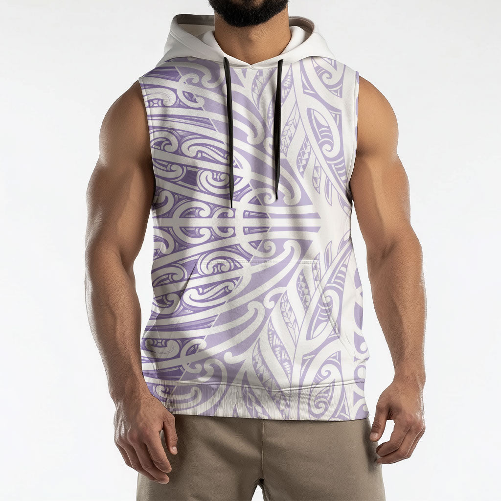 Purple New Zealand Puhoro Maori Tattoo Sleeveless Hoodie