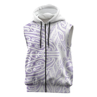 Purple New Zealand Puhoro Maori Tattoo Sleeveless Zip Hoodie