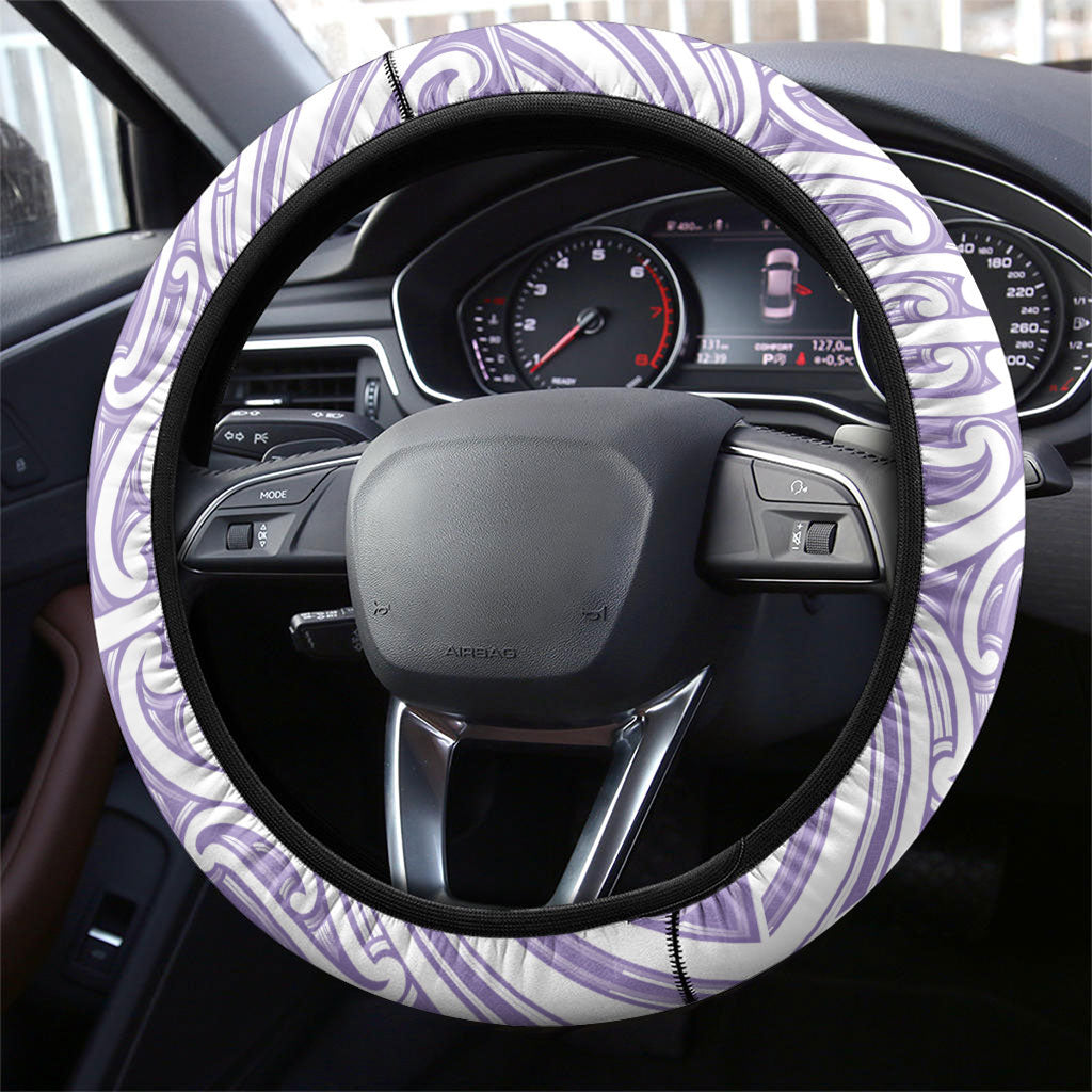 Purple New Zealand Puhoro Maori Tattoo Steering Wheel Cover