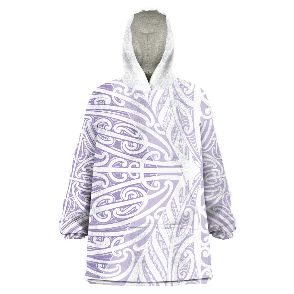 Purple New Zealand Puhoro Maori Tattoo Wearable Blanket Hoodie