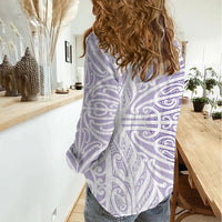 Purple New Zealand Puhoro Maori Tattoo Women Casual Shirt