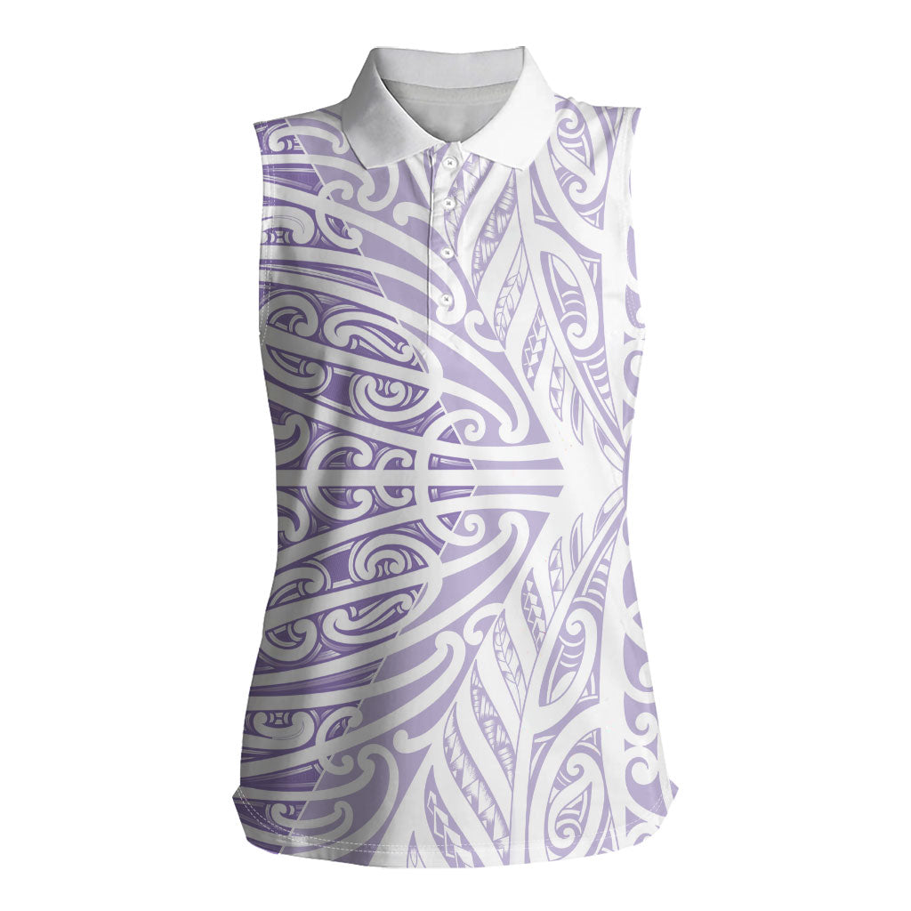 Purple New Zealand Puhoro Maori Tattoo Women Sleeveless Polo Shirt