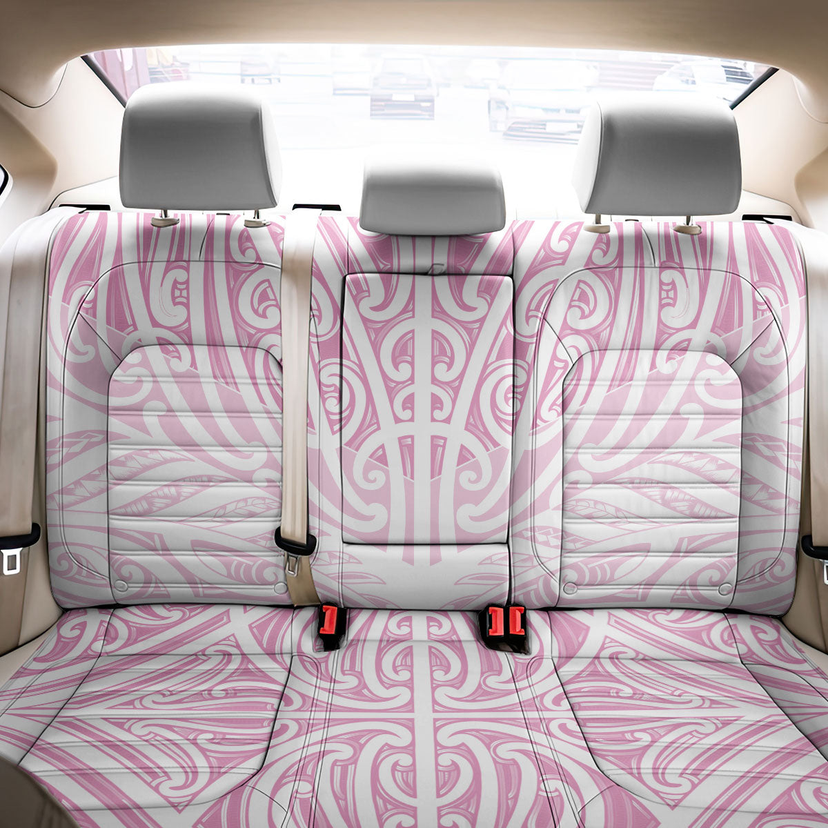 Pink New Zealand Puhoro Maori Tattoo Back Car Seat Cover