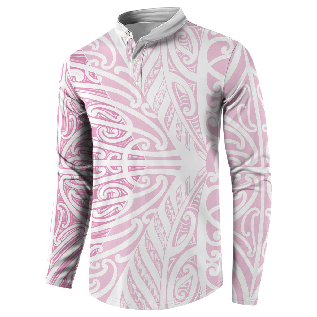 Pink New Zealand Puhoro Maori Tattoo Button Sweatshirt