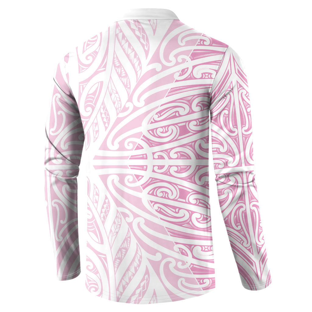 Pink New Zealand Puhoro Maori Tattoo Button Sweatshirt