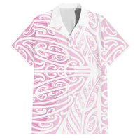 Pink New Zealand Puhoro Maori Tattoo Family Matching Off Shoulder Maxi Dress and Hawaiian Shirt