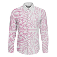 Pink New Zealand Puhoro Maori Tattoo Family Matching Off Shoulder Maxi Dress and Hawaiian Shirt