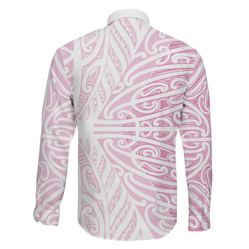 Pink New Zealand Puhoro Maori Tattoo Family Matching Tank Maxi Dress and Hawaiian Shirt