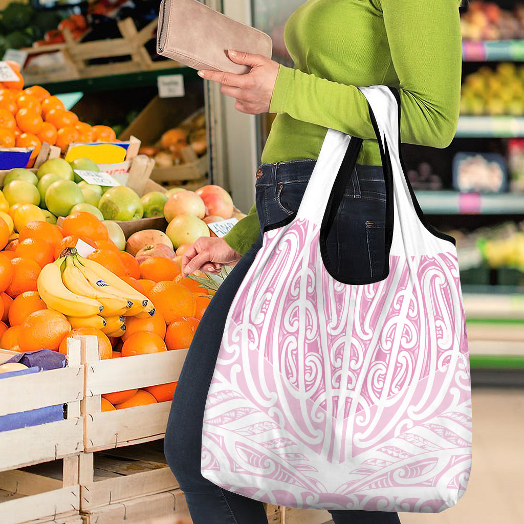 Pink New Zealand Puhoro Maori Tattoo Grocery Bag