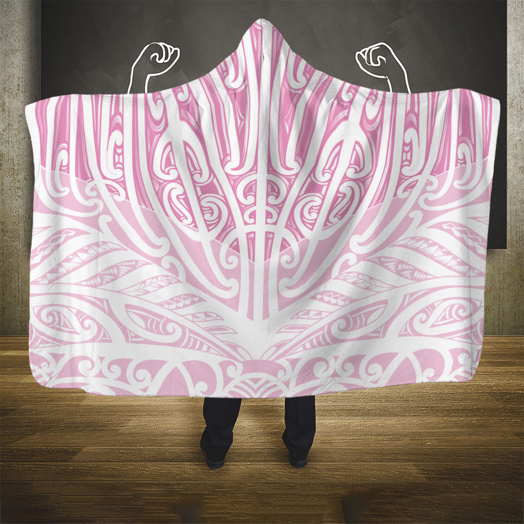Pink New Zealand Puhoro Maori Tattoo Hooded Blanket