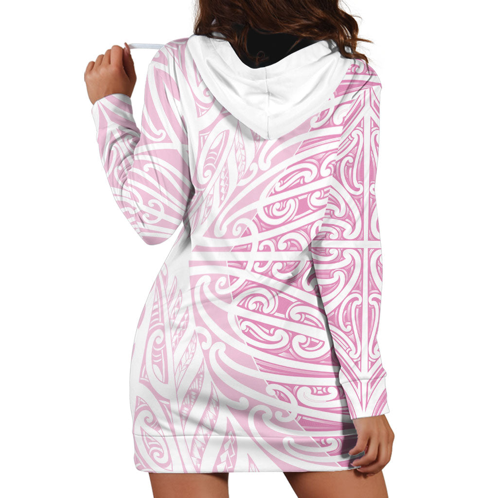 Pink New Zealand Puhoro Maori Tattoo Hoodie Dress