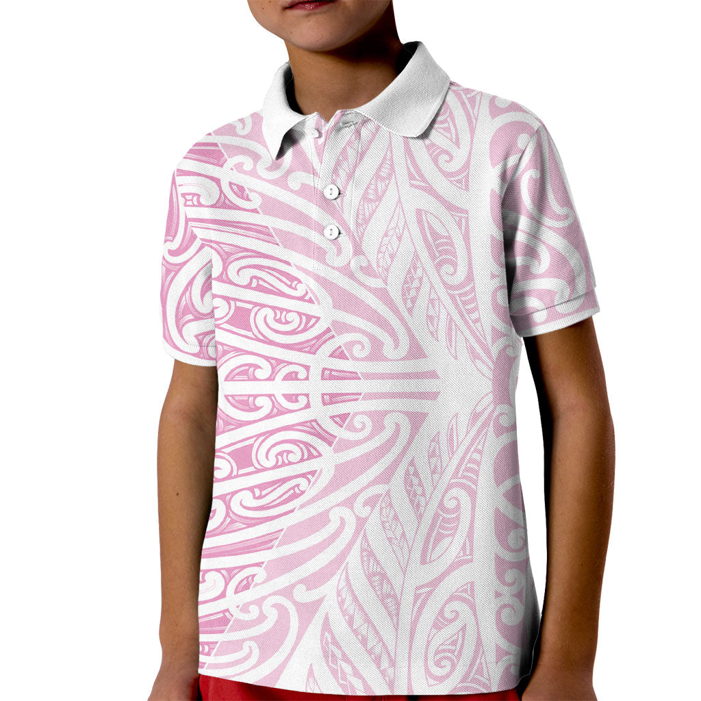 Pink New Zealand Puhoro Maori Tattoo Kid Polo Shirt