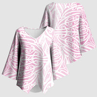 Pink New Zealand Puhoro Maori Tattoo Kimono Sleeve Blouse
