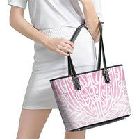 Pink New Zealand Puhoro Maori Tattoo Leather Tote Bag