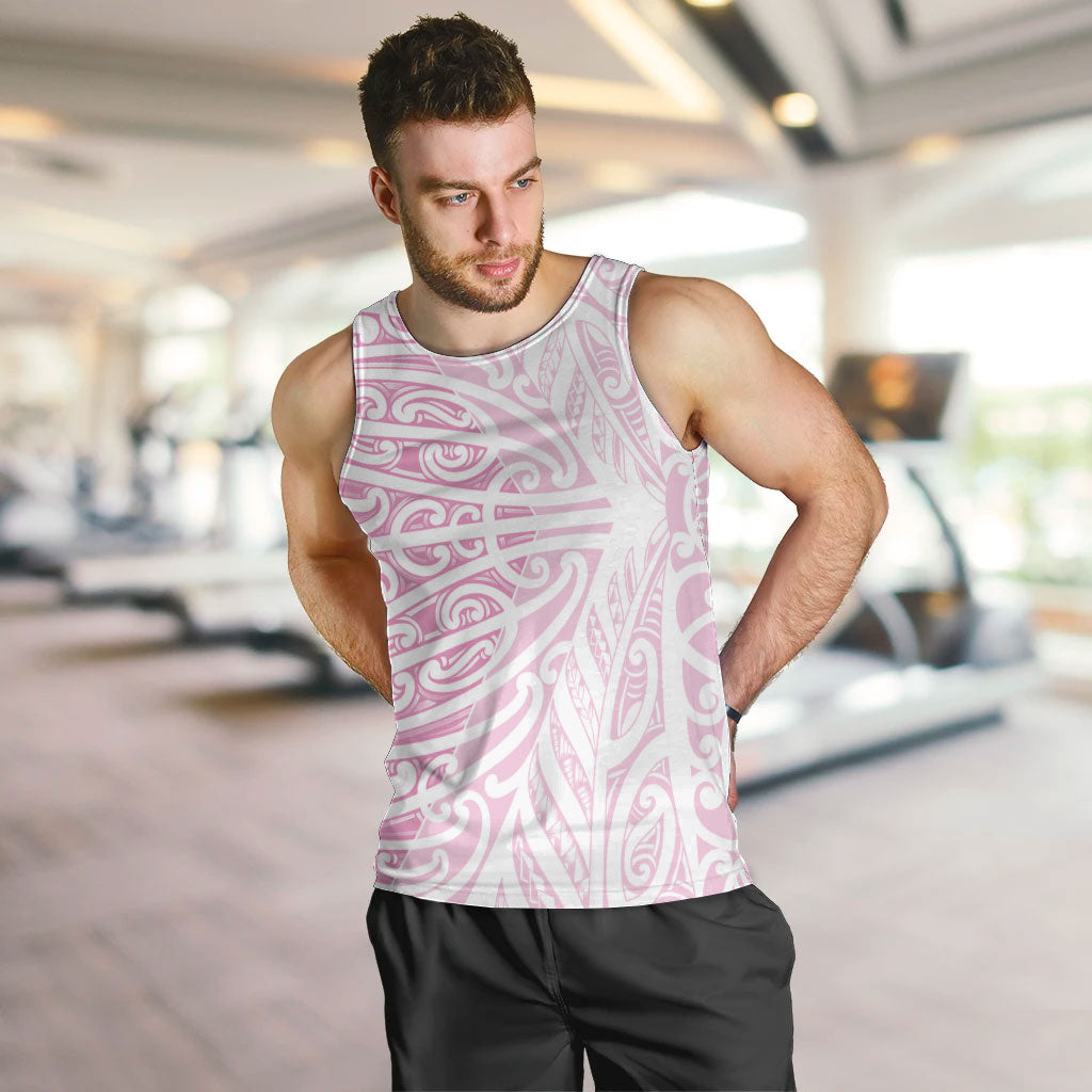 Pink New Zealand Puhoro Maori Tattoo Men Tank Top