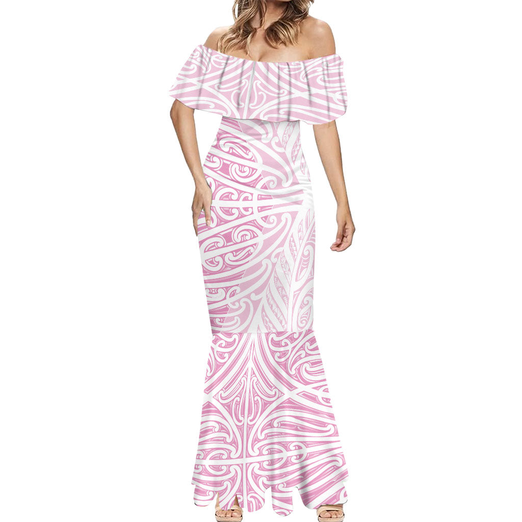 Pink New Zealand Puhoro Maori Tattoo Mermaid Dress