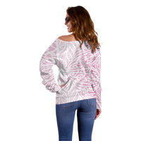 Pink New Zealand Puhoro Maori Tattoo Off Shoulder Sweater