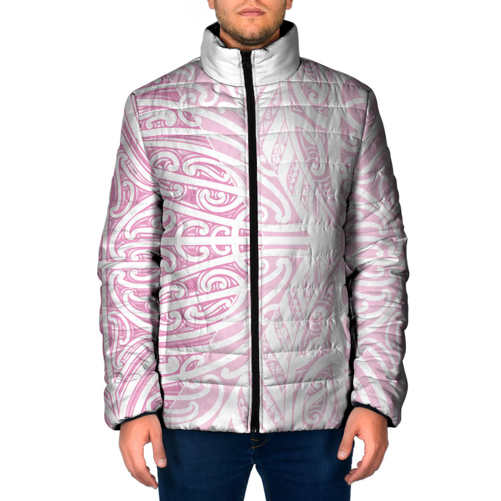 Pink New Zealand Puhoro Maori Tattoo Padded Jacket