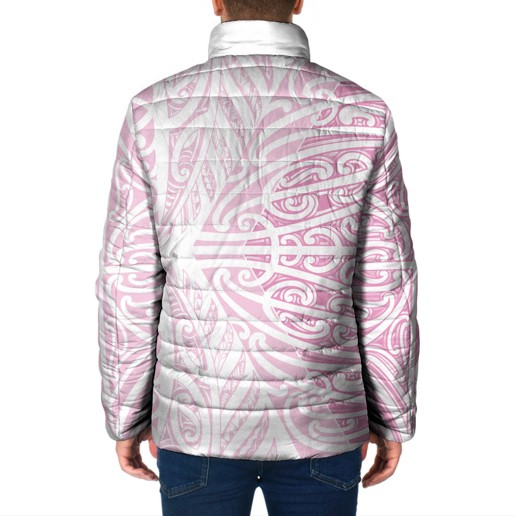 Pink New Zealand Puhoro Maori Tattoo Padded Jacket