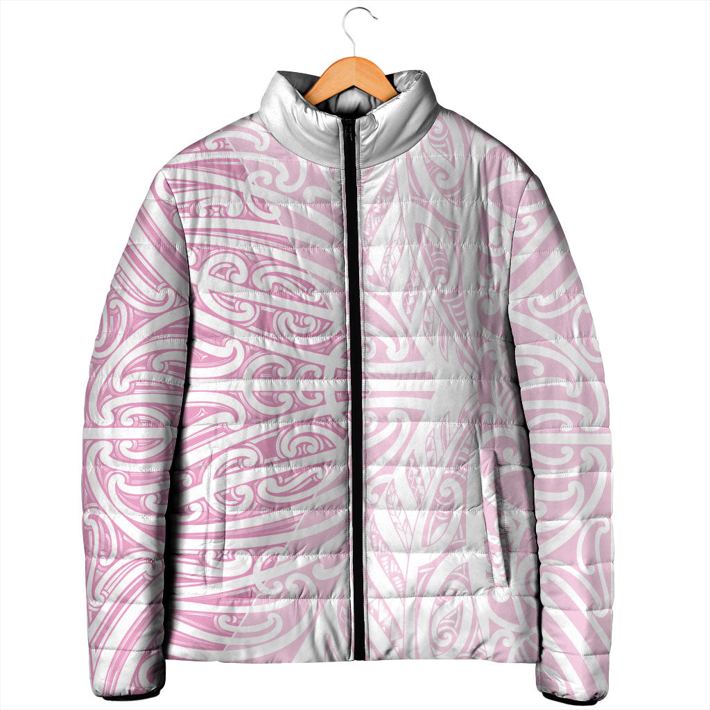 Pink New Zealand Puhoro Maori Tattoo Padded Jacket