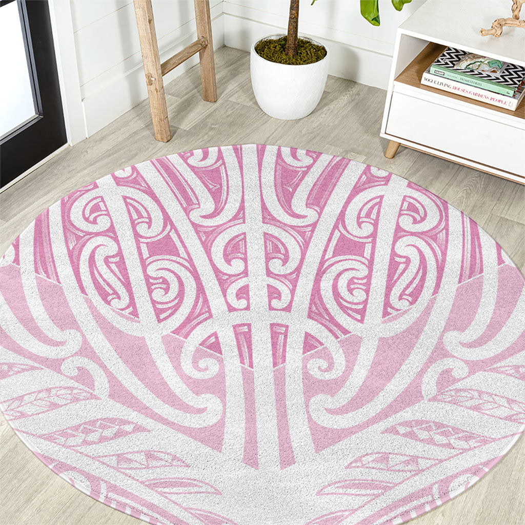 Pink New Zealand Puhoro Maori Tattoo Round Carpet LT14 Pink - Polynesian Pride