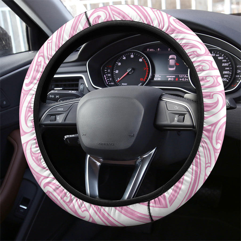 Pink New Zealand Puhoro Maori Tattoo Steering Wheel Cover