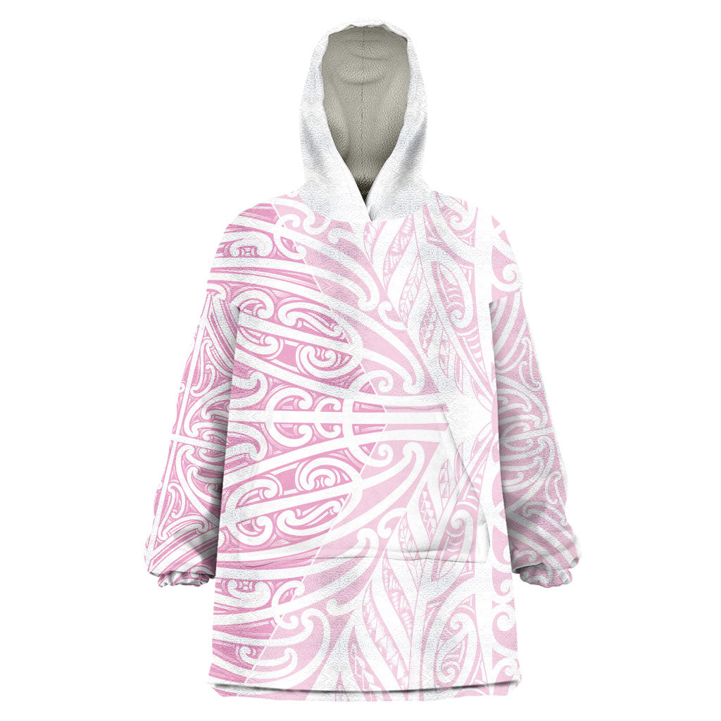 Pink New Zealand Puhoro Maori Tattoo Wearable Blanket Hoodie